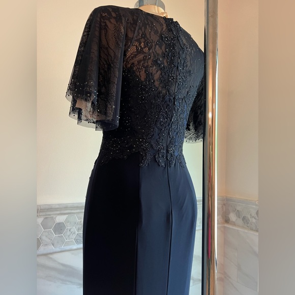 New XSCAPE Lace Embellished Corset Flatter Mermaid Navy Gown Sz 6/8 - Picture 10 of 13